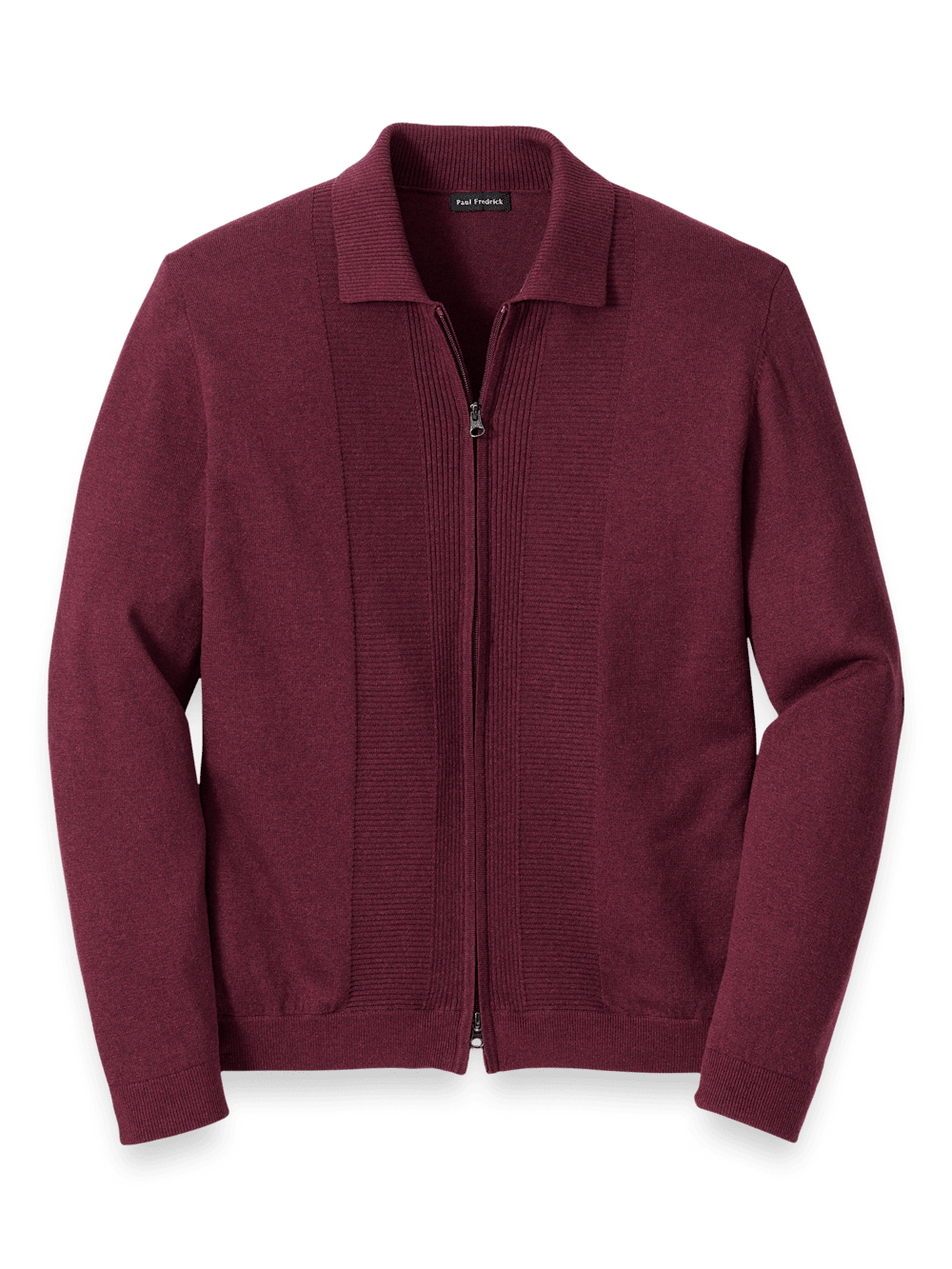 Product Image of Silk Cotton Cashmere Full Zip Polo-Wine