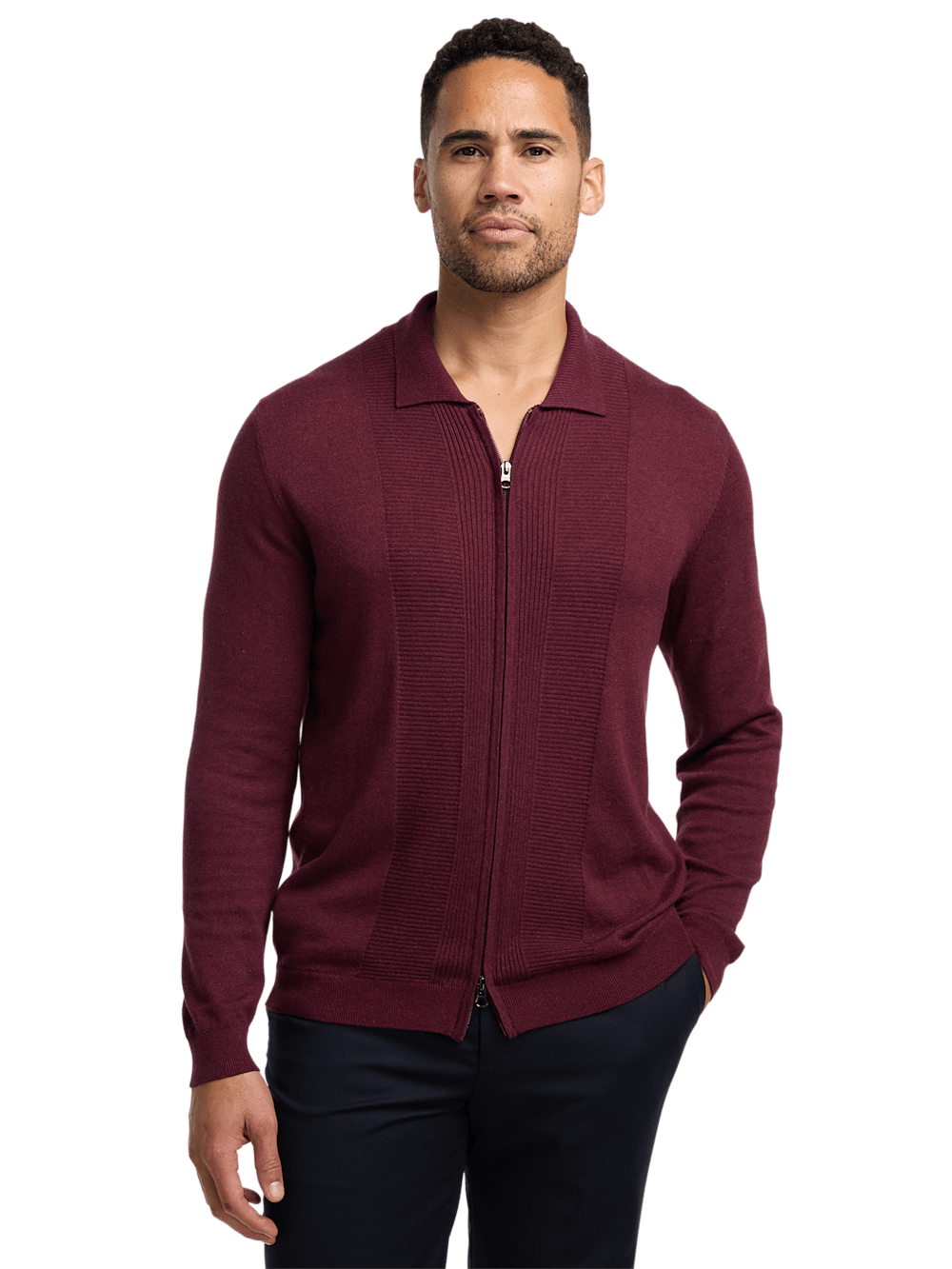 Alternate Image of Silk Cotton Cashmere Full Zip Polo-1