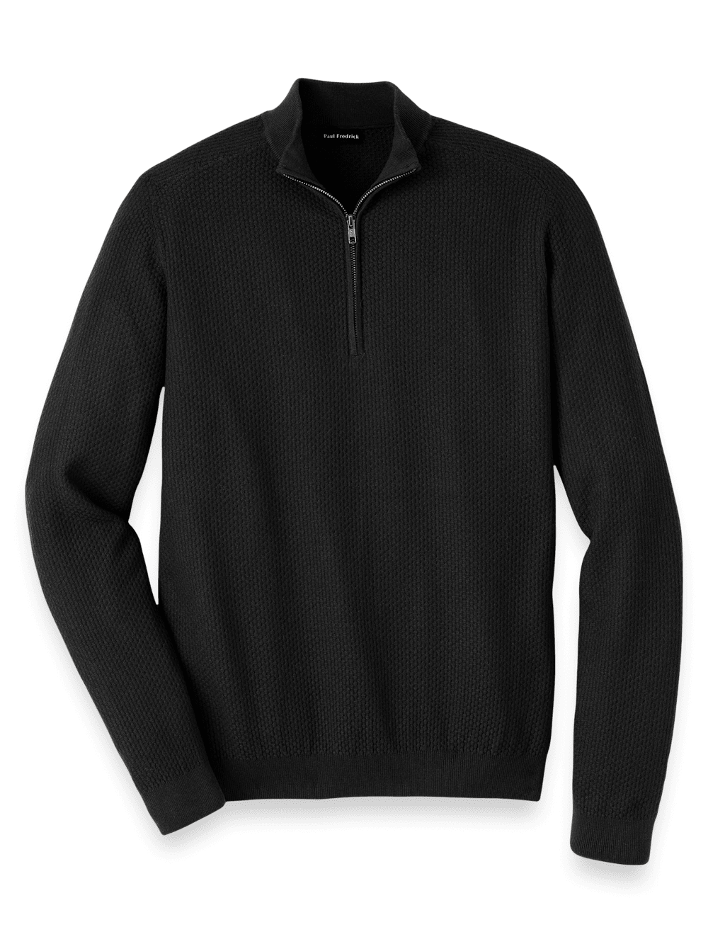 Product Image of Silk Cotton Cashmere Quarter Zip Mock Neck Sweater-Black