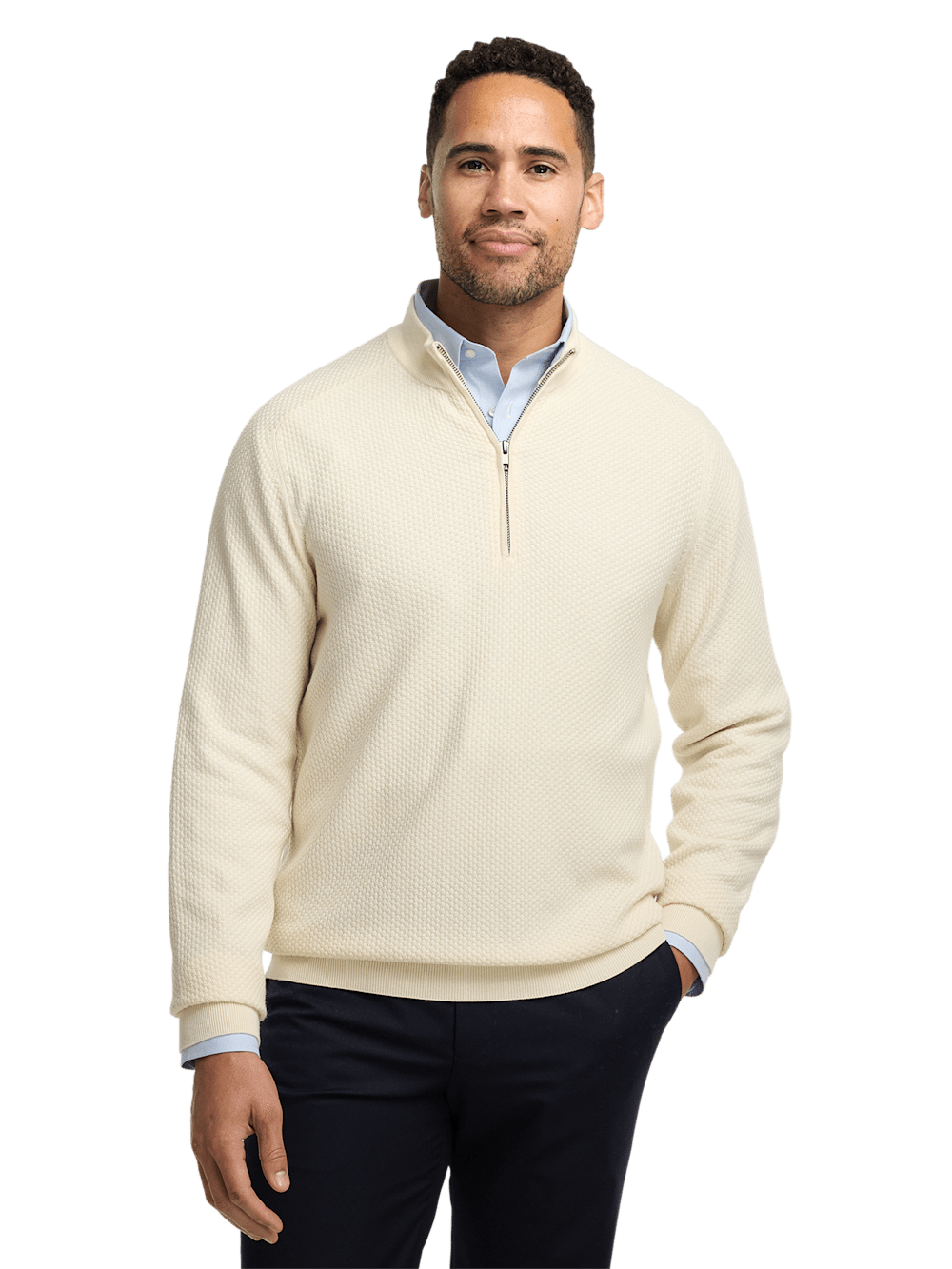 Alternate Image of Silk Cotton Cashmere Quarter Zip Mock Neck Sweater-1