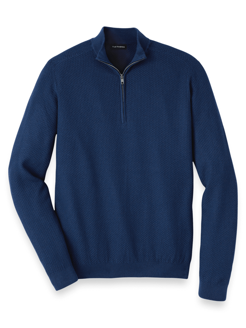 Product Image of Silk Cotton Cashmere Quarter Zip Mock Neck Sweater-Navy