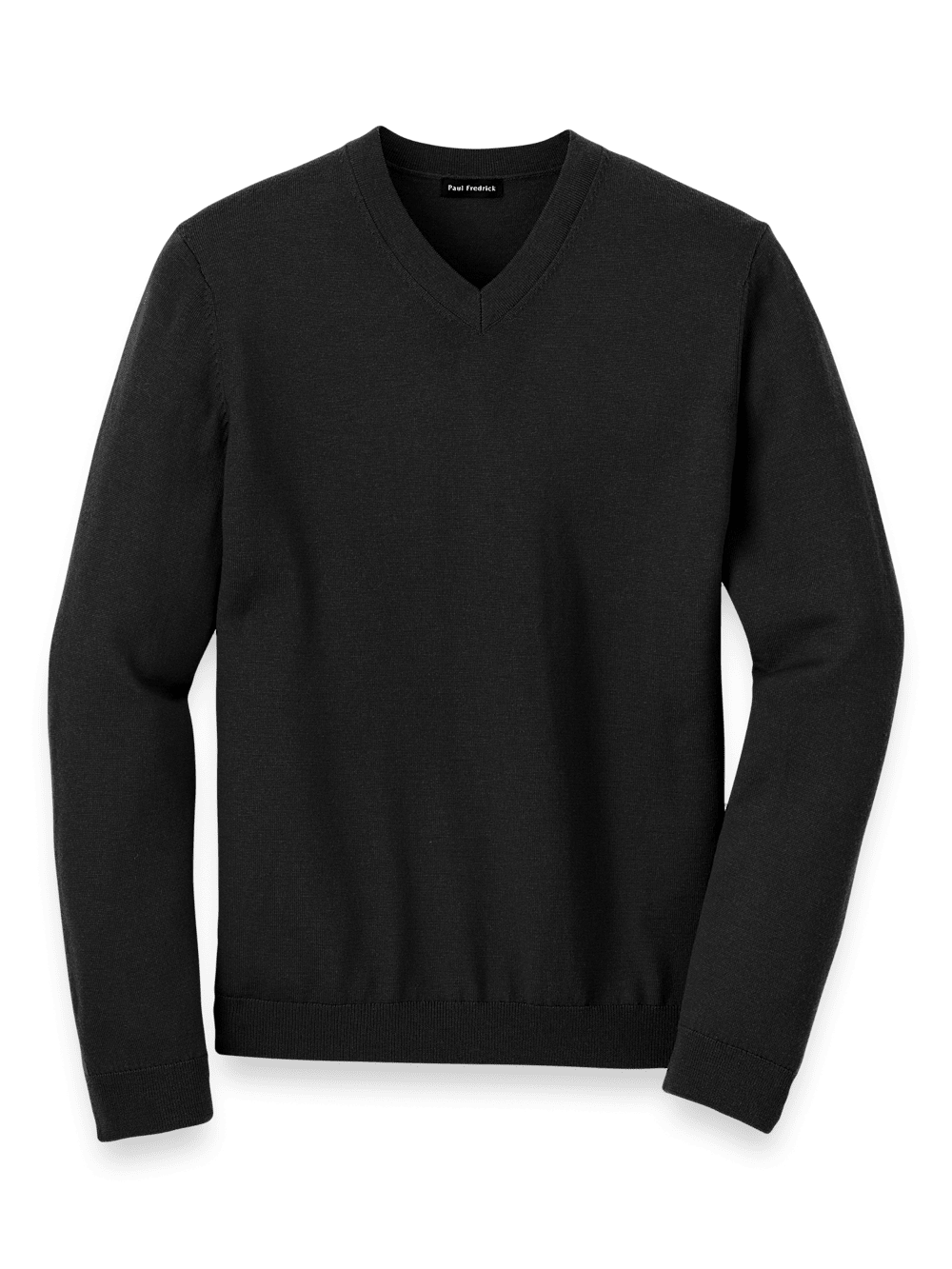 Product Image of Merino Wool V-neck Sweater-Black