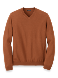 Merino Wool V-neck Sweater - Copper