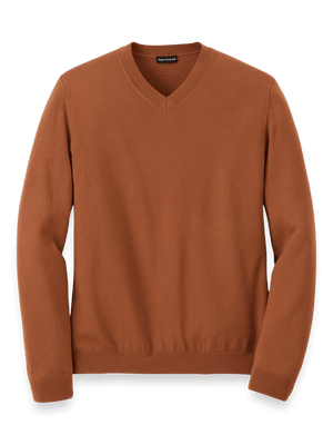 Merino Wool V-neck Sweater - Copper