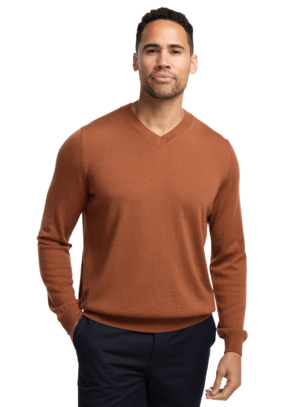 Alternate Image of Merino Wool V-neck Sweater-1