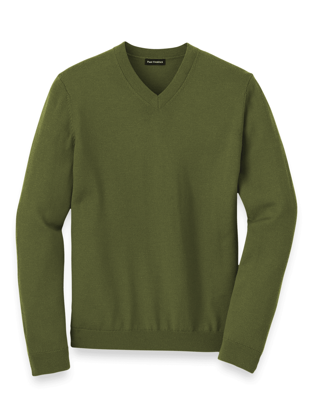 Product Image of Merino Wool V-neck Sweater-Green