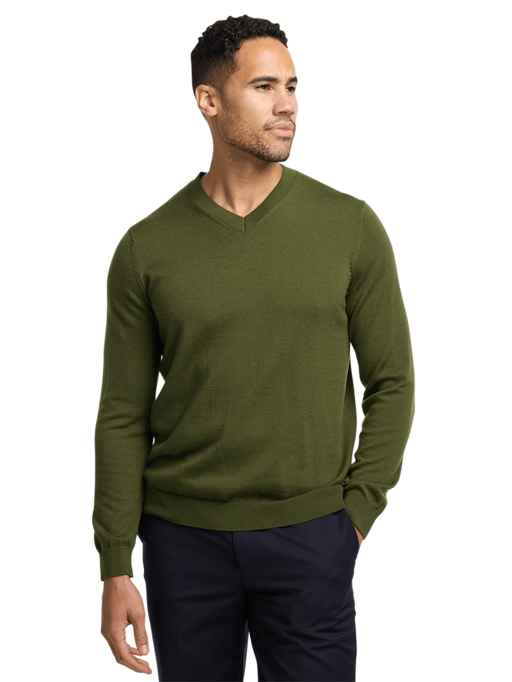 Alternate Image of Merino Wool V-neck Sweater-1