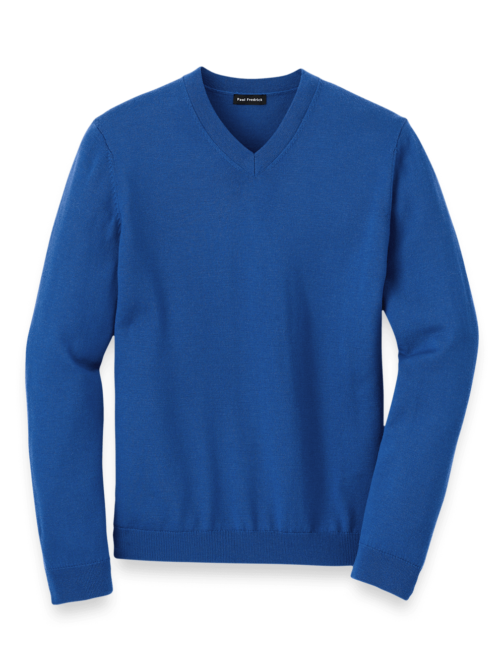 Product Image of Merino Wool V-neck Sweater-Blue