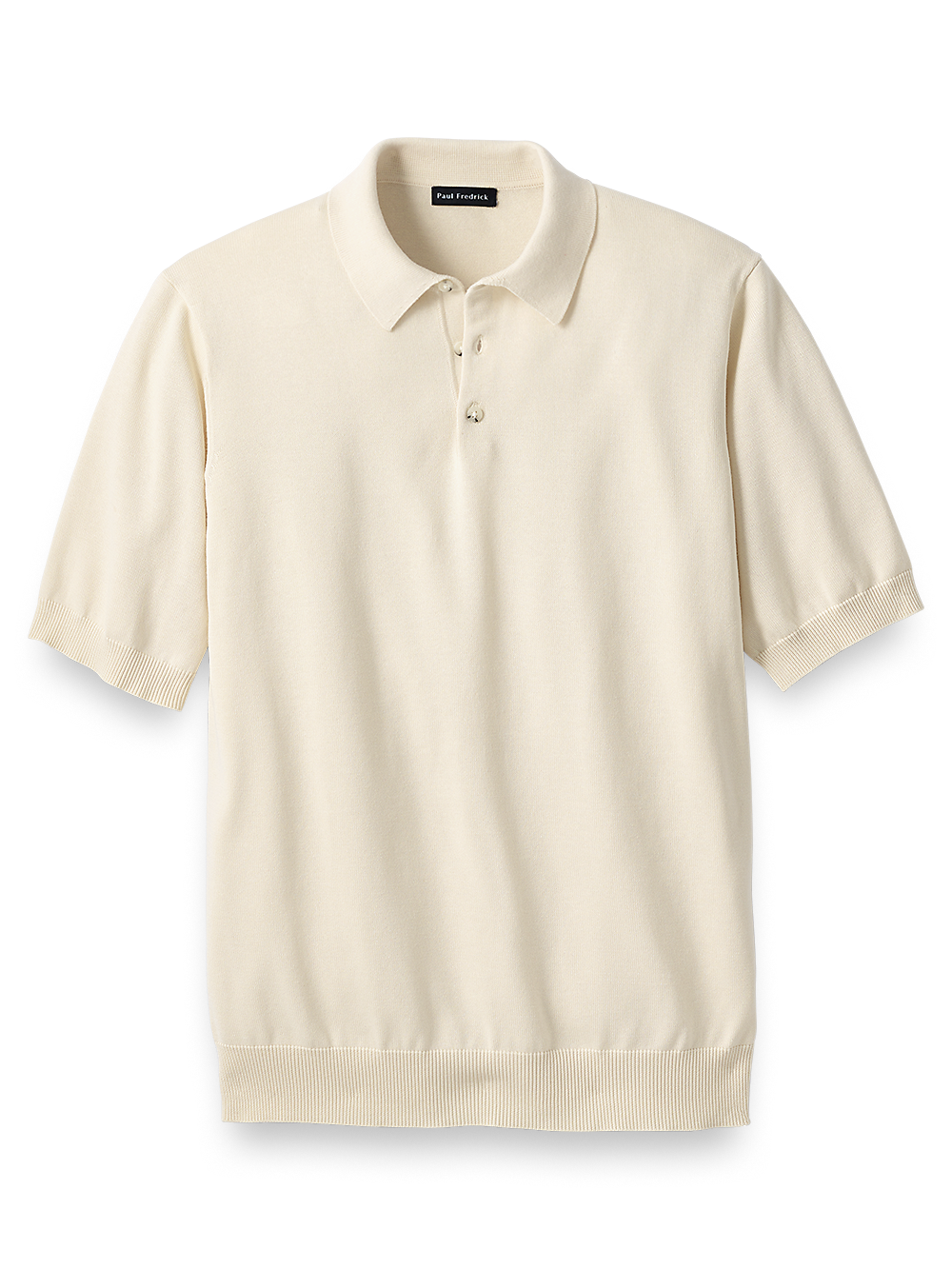 Product Image of Supima Cotton Three Button Polo-Ivory