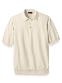 Supima Cotton Three Button Polo - Ivory