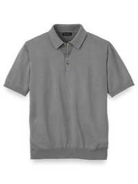 Supima Cotton Three Button Polo - Grey