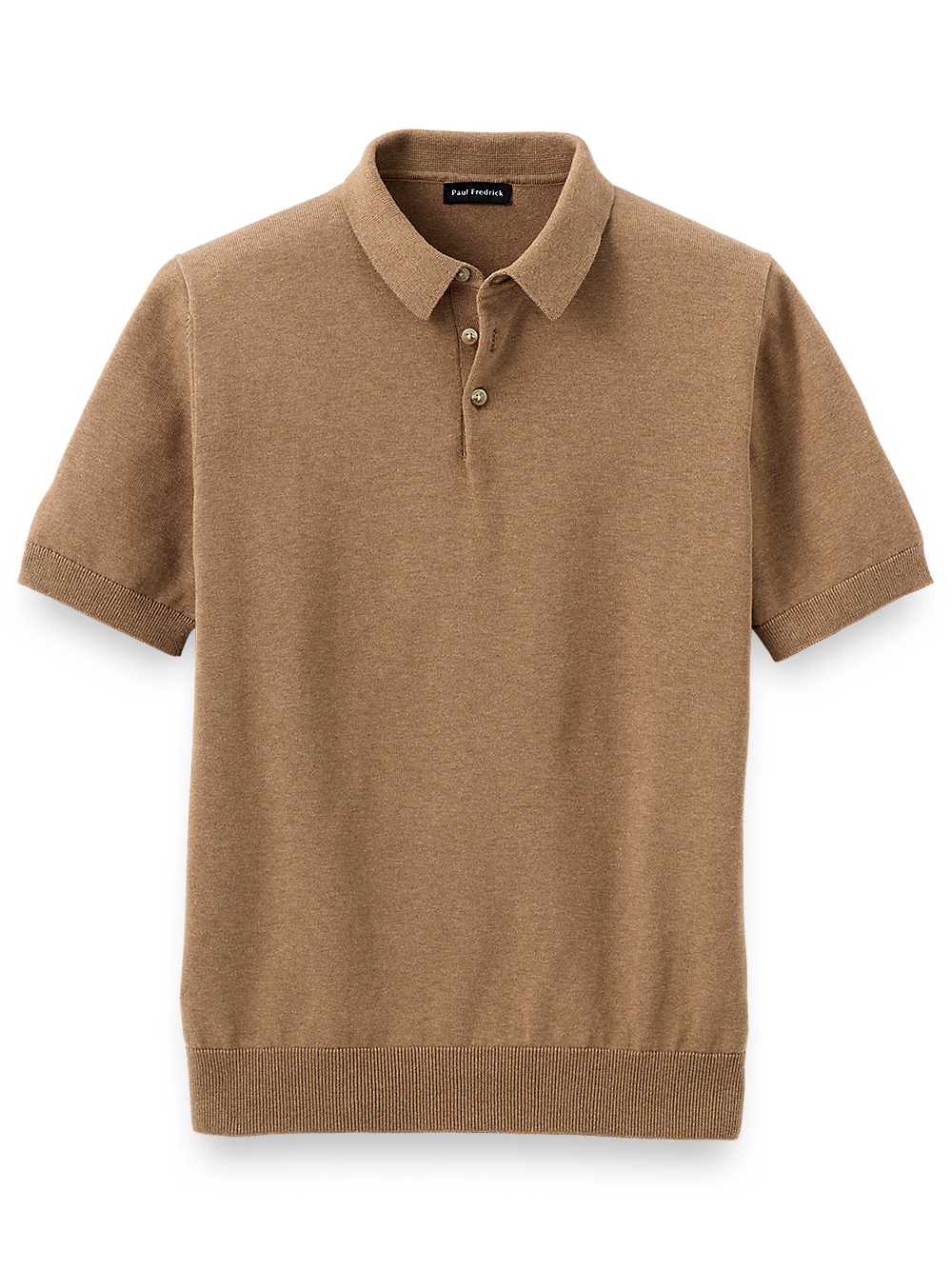 Product Image of Supima Cotton Three Button Polo-Camel