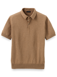 Supima Cotton Three Button Polo - Camel