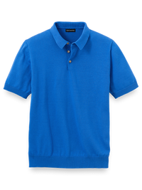 Supima Cotton Three Button Polo - Navy