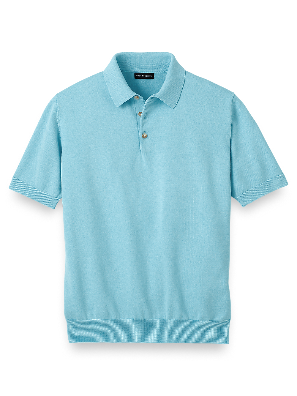 Product Image of Supima Cotton Three Button Polo-Sky Blue