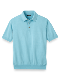 Supima Cotton Three Button Polo - Sky Blue