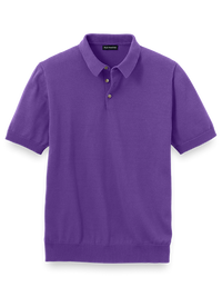 Supima Cotton Three Button Polo - Purple