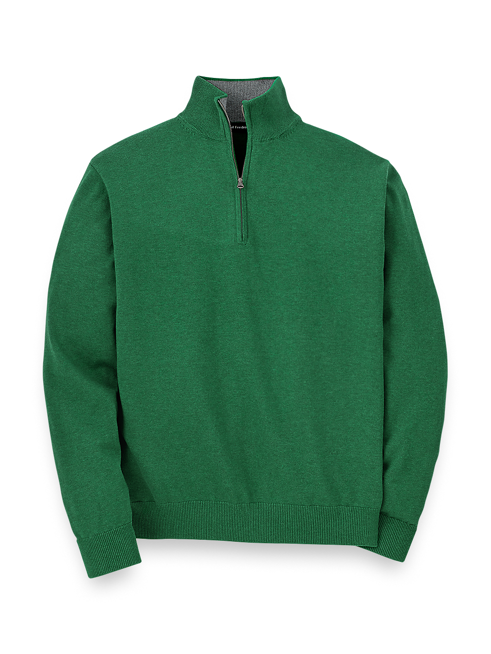 Product Image of Supima Cotton Zip Mock Neck Sweater-Green