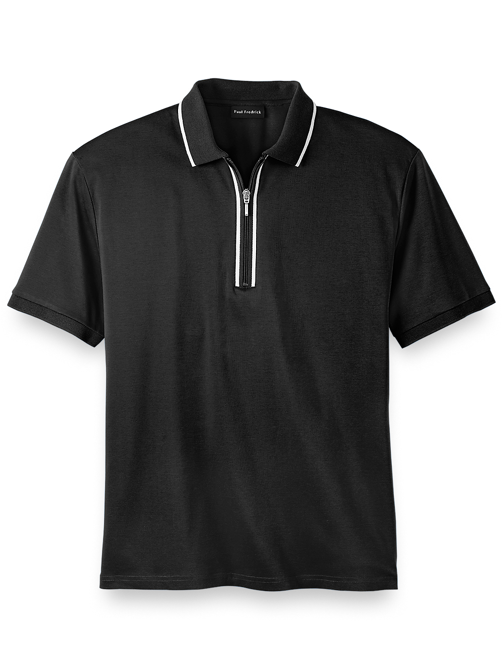 Product Image of Mercerized Cotton Zip Polo-Black