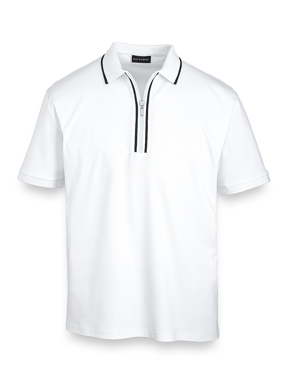 Product Image of Mercerized Cotton Zip Polo-White