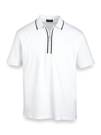 Mercerized Cotton Zip Polo - White