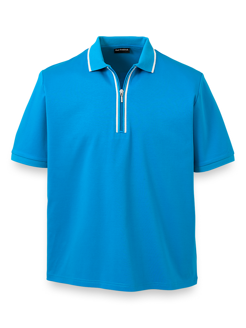 Product Image of Mercerized Cotton Zip Polo-Turquoise