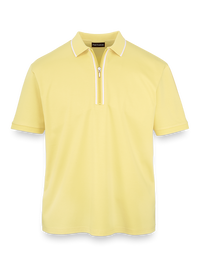 Mercerized Cotton Zip Polo - Yellow