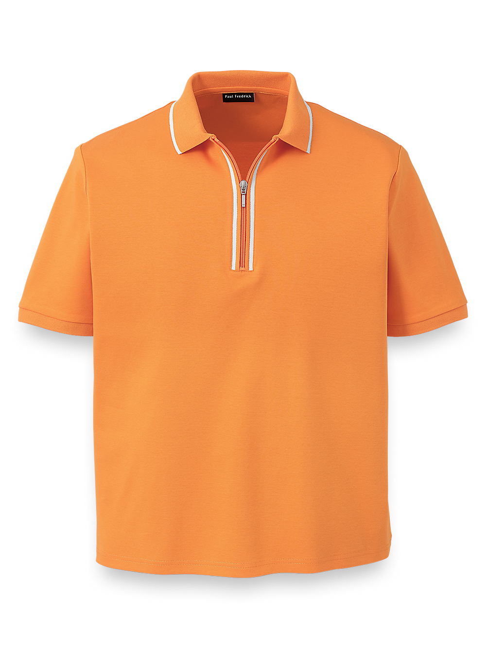 Product Image of Mercerized Cotton Zip Polo-Orange