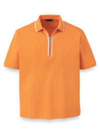 Mercerized Cotton Zip Polo - Orange