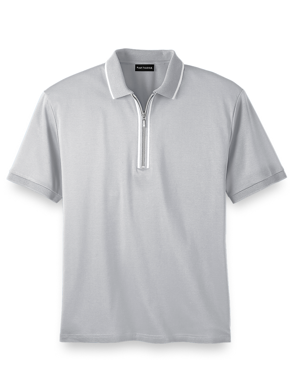 Product Image of Mercerized Cotton Zip Polo-Light Grey