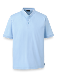 Mercerized Cotton Henley - Ice Blue