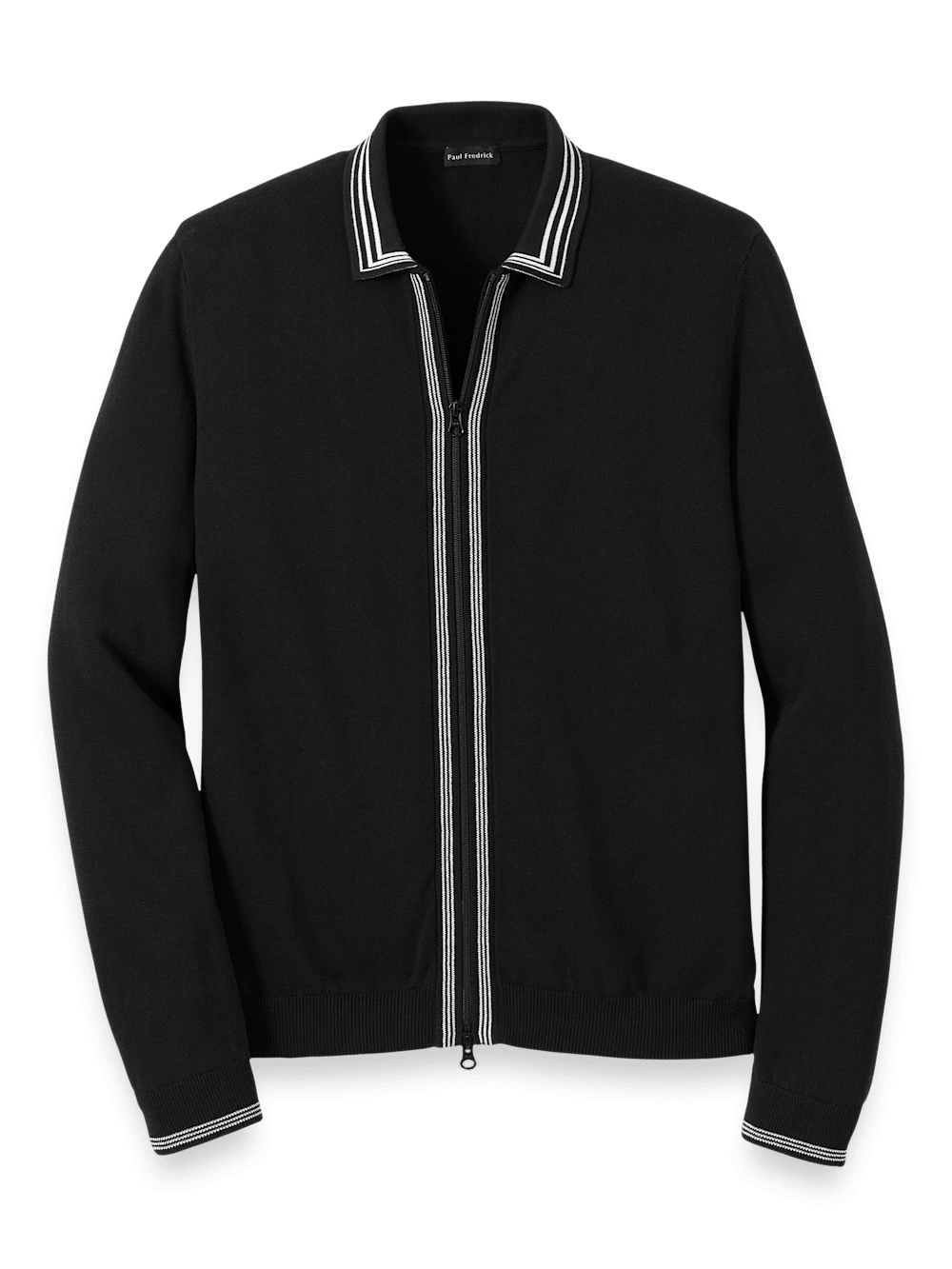 Product Image of Cotton Full Zip Polo-Black