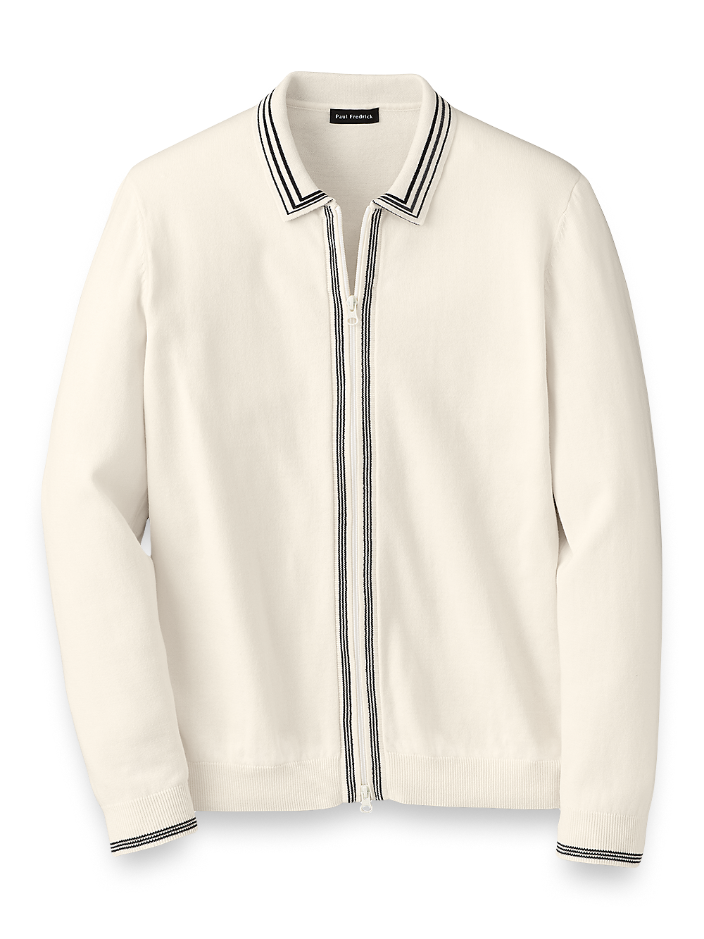 Product Image of Cotton Full Zip Polo-Ivory