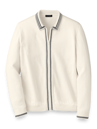 Cotton Full Zip Polo - Ivory