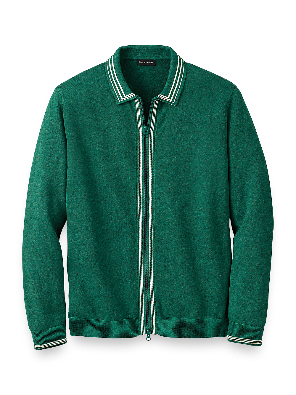 Product Image of Cotton Full Zip Polo-Green