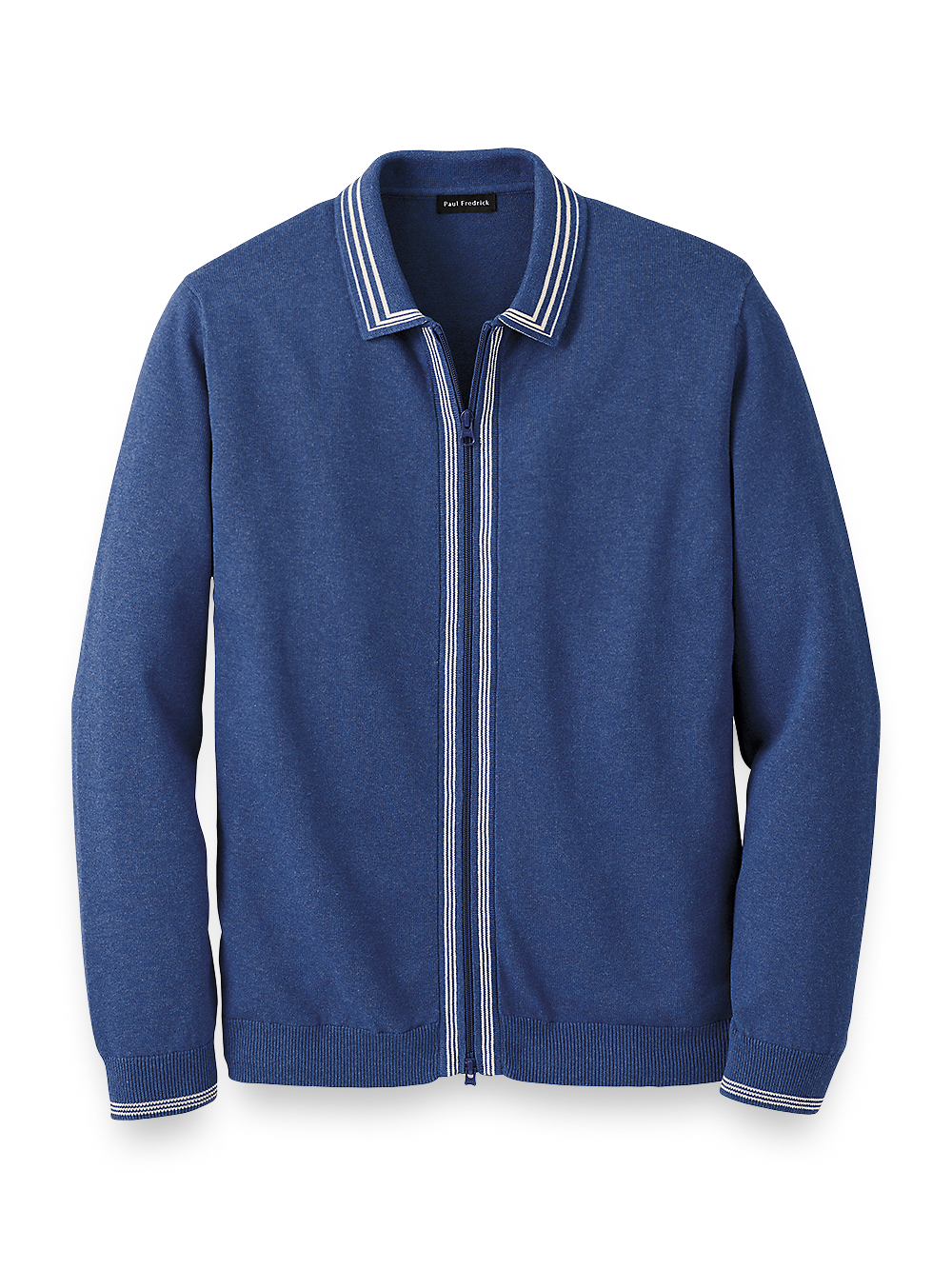 Product Image of Cotton Full Zip Polo-Cobalt