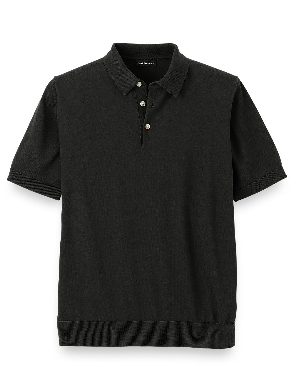 Product Image of Supima Cotton Three Button Polo-Black