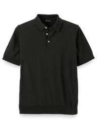 Supima Cotton Three Button Polo - Black