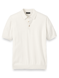 Supima Cotton Three Button Polo - Off White