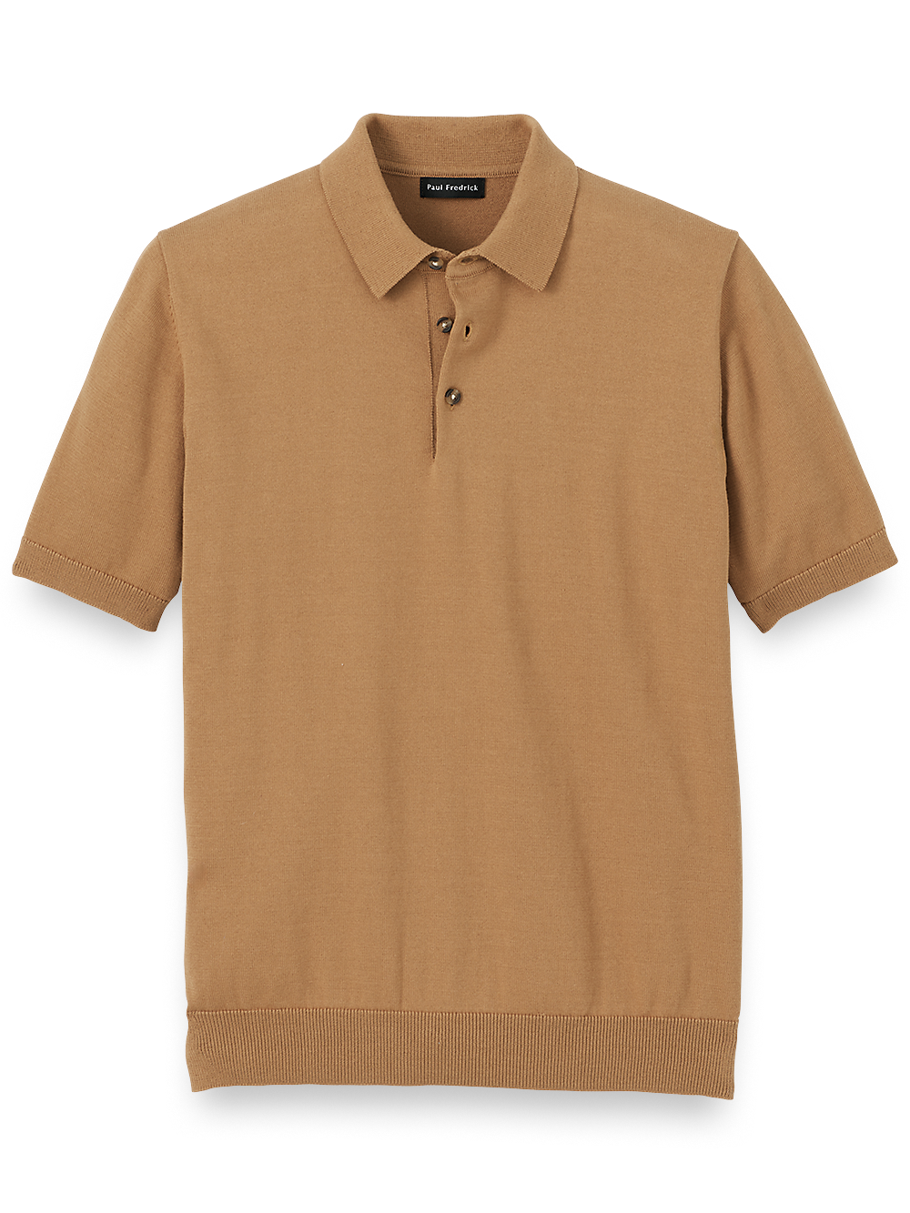 Product Image of Supima Cotton Three Button Polo-Light Brown