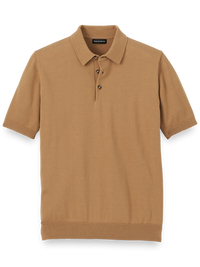 Supima Cotton Three Button Polo - Light Brown