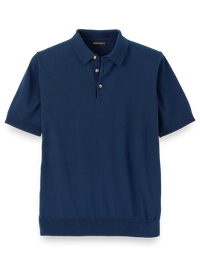 Supima Cotton Three Button Polo - Navy