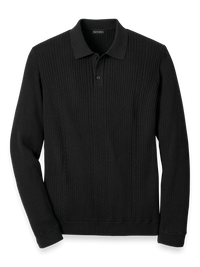 Cotton Three Button Polo - Black