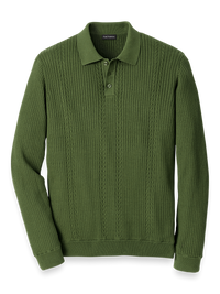 Cotton Three Button Polo - Olive