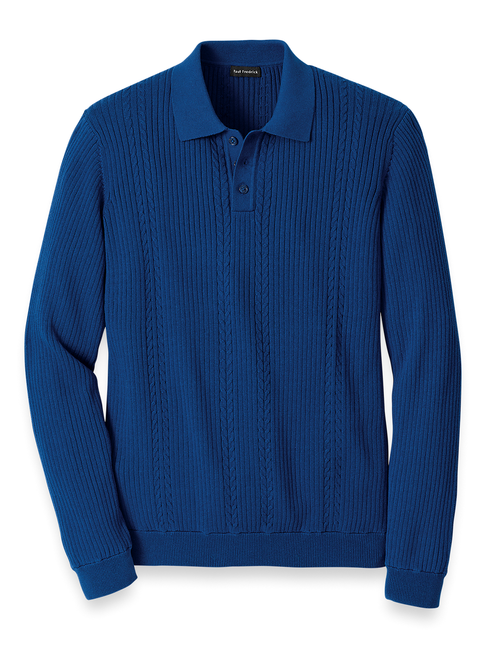 Product Image of Cotton Three Button Polo-Blue