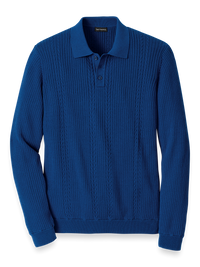 Cotton Three Button Polo - Blue