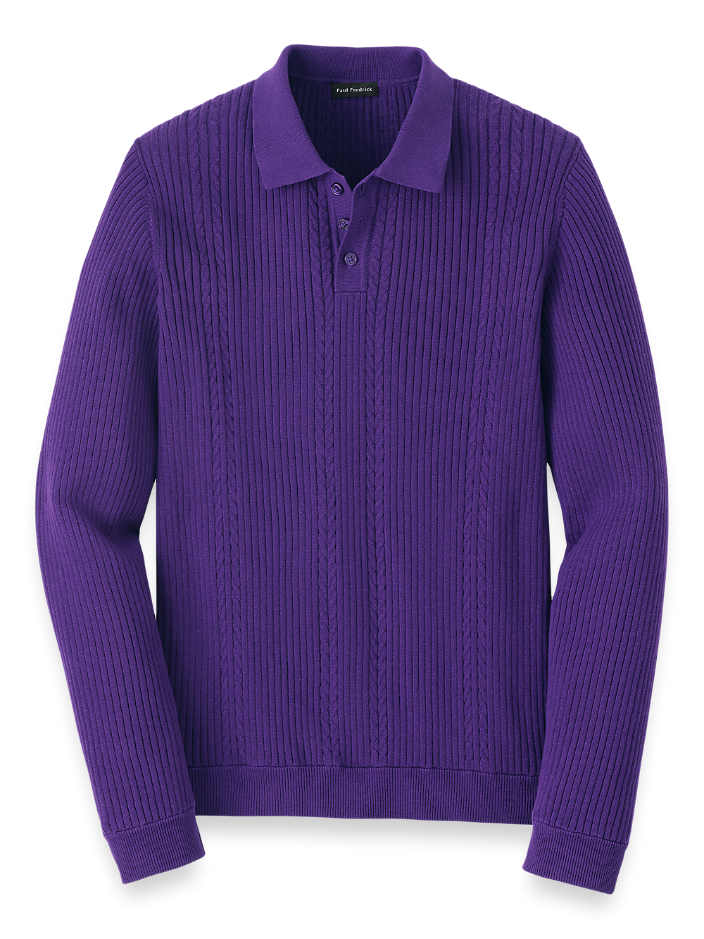 Product Image of Cotton Three Button Polo-Purple