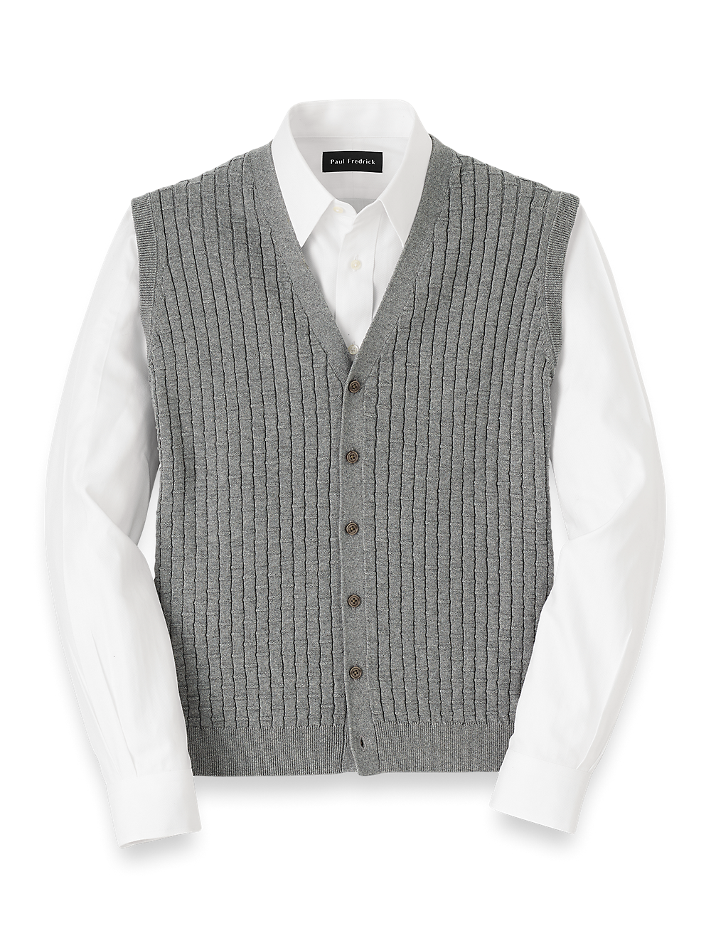 Product Image of Cotton Button Front Cardigan Vest-Grey