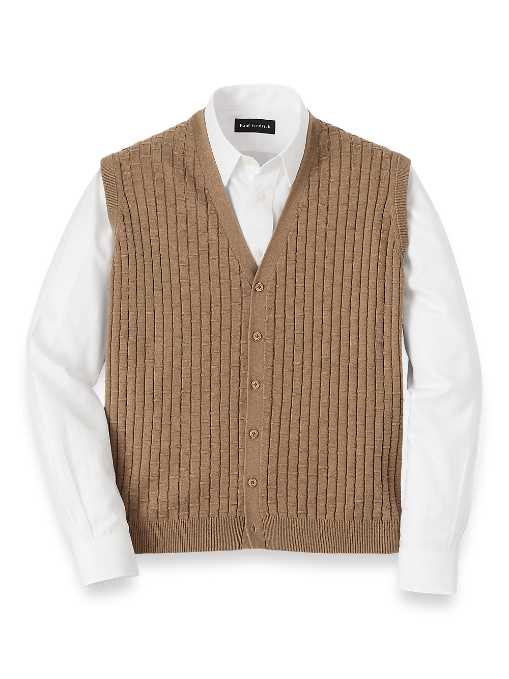 Product Image of Cotton Button Front Cardigan Vest-Camel