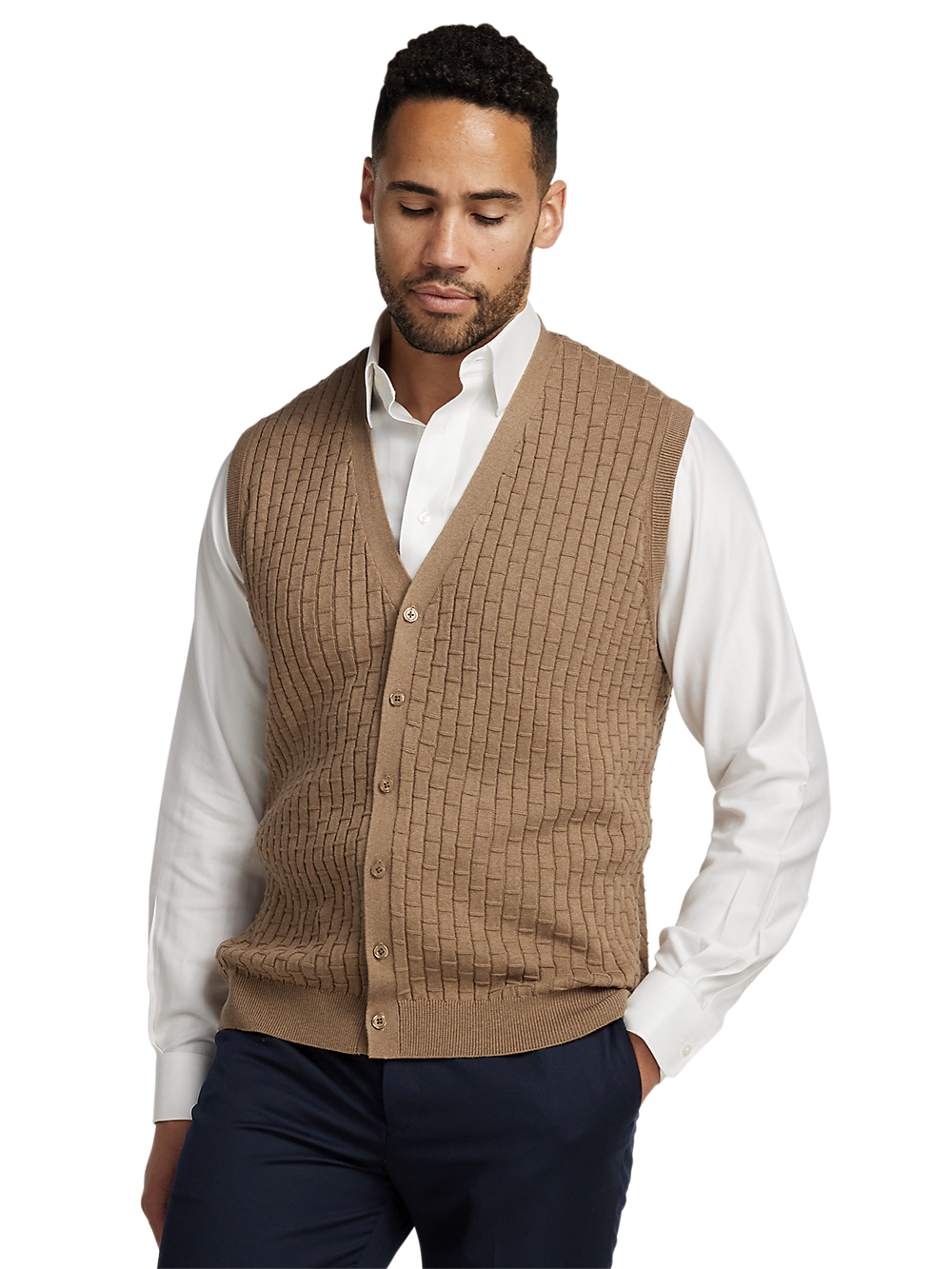 Alternate Image of Cotton Button Front Cardigan Vest-1